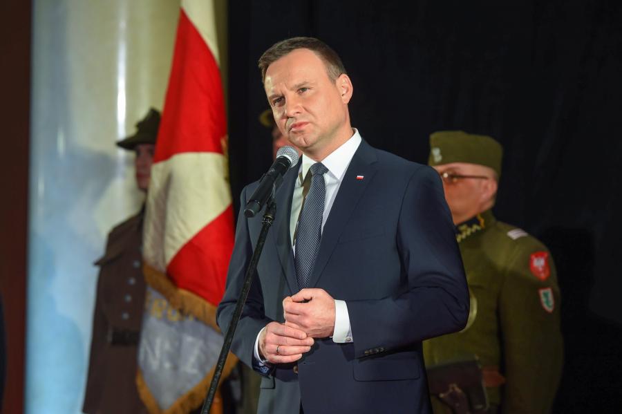 Prezydent Andrzej Duda, podczas premiery filmu Jerzego Zalewskiego "Historia Roja"